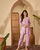 Aarza Embroidered V-Neck Tunic with Trouser Co-ord Set - aunlabel