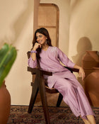 Aarza Embroidered V-Neck Tunic with Trouser Co-ord Set - aunlabel