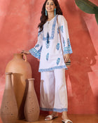 Nilaya Blue Block Printed Pure Cotton Tunic & Trousers Co-Ord Set