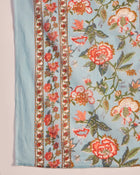 Sage Bloom Floral Printed & Embroidered Pure Cotton Anarkali Kurta with Trouser & Dupatta