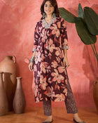 Cocoa Bloom Brown Pure Cotton Printed Kurta Set with Dupatta