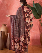 Cocoa Bloom Brown Pure Cotton Printed Kurta Set with Dupatta