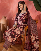 Cocoa Bloom Brown Pure Cotton Printed Kurta Set with Dupatta
