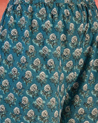 Crystal Wave Turquoise Pure Cotton Printed Kurta Sharara Set with Dupatta