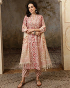 Amaira Floral Printed Straight Pure Cotton Kurta Set with Trousers & Dupatta - aunlabel