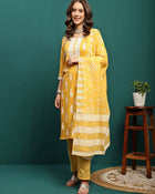 Amber Radiance Embroidered Pure Cotton Kurta Trouser With Dupatta