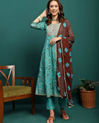 Blue Mirage Printed Cotton Kurta Set