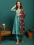 Blue Mirage Printed Cotton Kurta Set