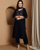 Olive Gleam Embroidered Viscose Rayon Kurta Set with Dupatta