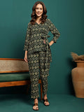 Forest Muse Printed Rayon Tunic & Trouser Co-Ord Set
