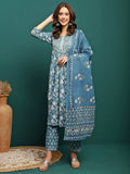 Bluebell Charm Floral Printed Gotta Patti Pure Cotton A-Line Kurta With Trouser & Dupatta Set