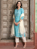 Turquoise Tranquil Cotton Printed Kurta Pant with Dupatta Set  Ethnic Wear for Women
