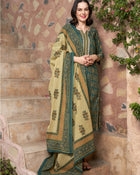 Verdant Bloom Green Floral Printed Kurta Pant with Dupatta Set Elegant Ethnic Wear for Women