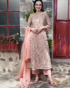 Blush Harmony Pink Anarkali Kurta Pant with Dupatta Set Ethnic Wear for Women