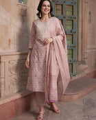 Bloom Reverie Floral Printed Kurta Pant Dupatta Set