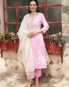 Rose Mirage Floral Printed Kurta Pant Dupatta Set