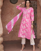 Ethnic Motifs Printed Sequined Pure Cotton Kurta with Trousers & Dupatta