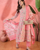 Embroidered Kurta & Trousers With Dupatta Kurta Set