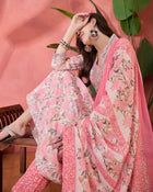 Embroidered Kurta & Trousers With Dupatta Kurta Set