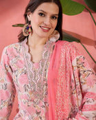 Embroidered Kurta & Trousers With Dupatta Kurta Set