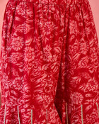 Carmine Red Floral Cotton Anarkali Kurta with Sharara & Dupatta