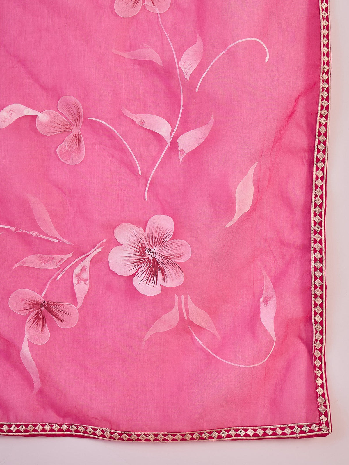 Rosevale Grace Floral Yoke Design Cotton Kurta with Trouser & Dupatta