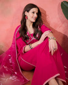 Rosevale Grace Floral Yoke Design Cotton Kurta with Trouser & Dupatta