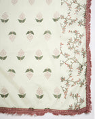 Sand Petal Beige Floral Printed Cotton Kurta with Pyjama & Dupatta
