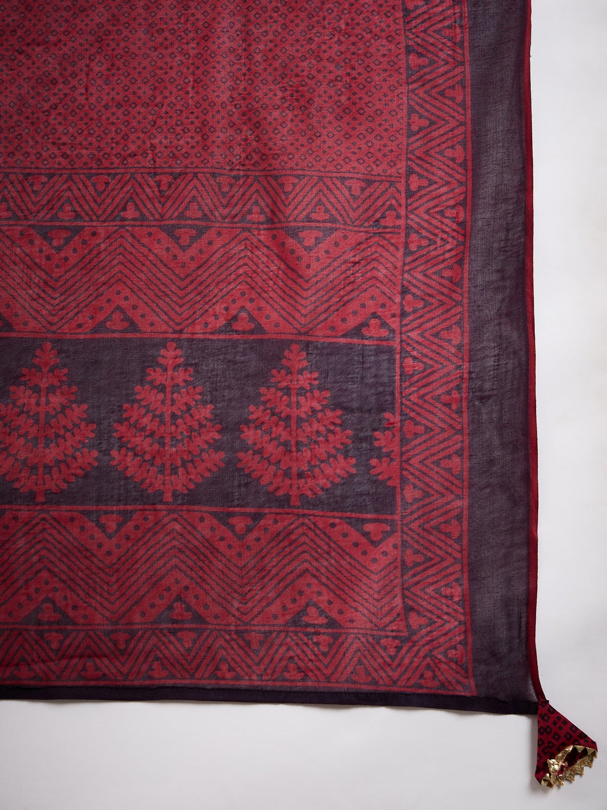 Gotta Grace Printed V-Neck Cotton A-Line Kurta & Trouser with Dupatta