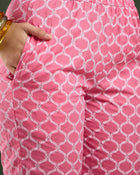 Blush Bloom Pink Floral Printed Cotton Kurta with Trousers & Dupatta
