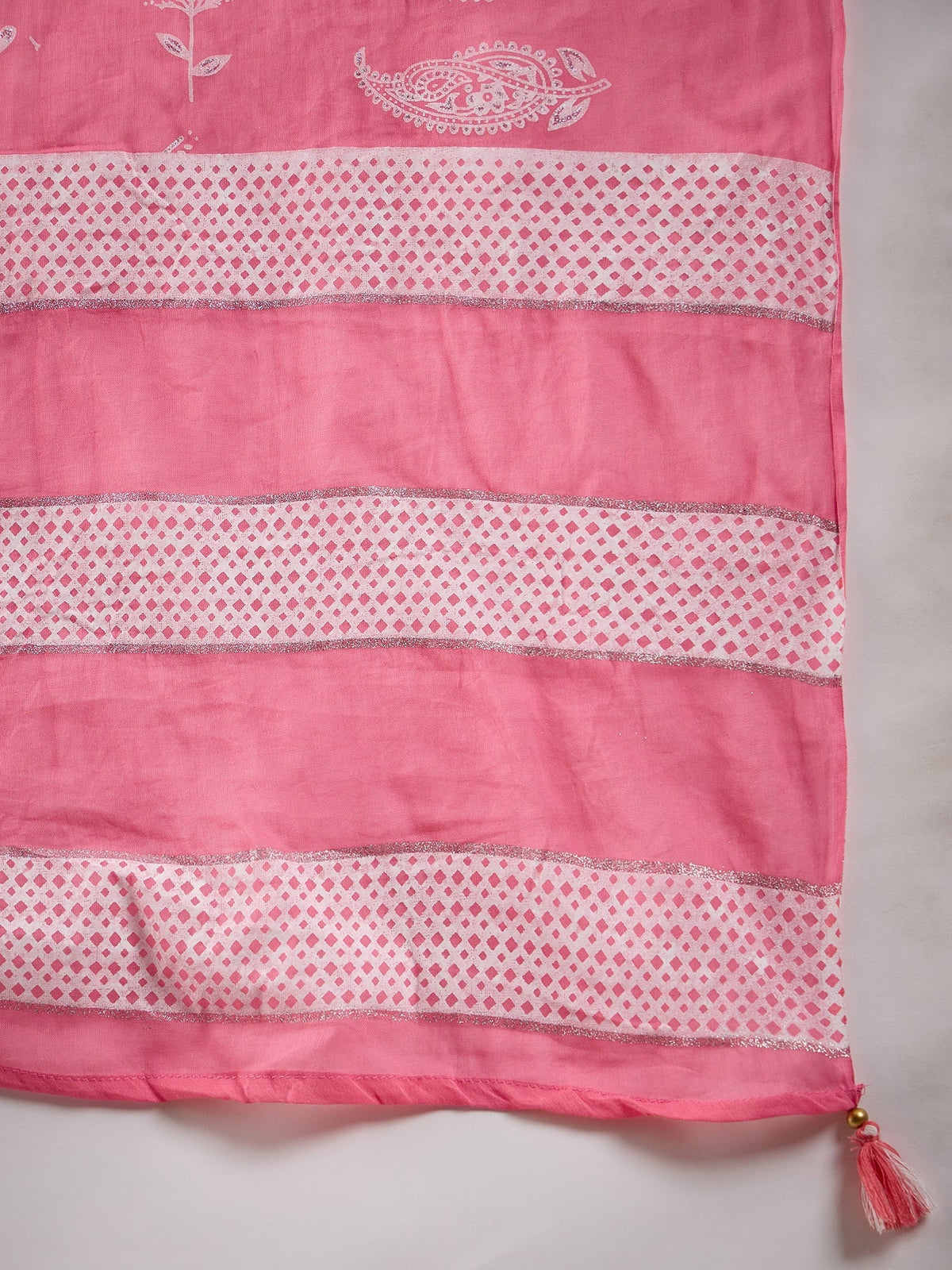 Blush Bloom Pink Floral Printed Cotton Kurta with Trousers & Dupatta