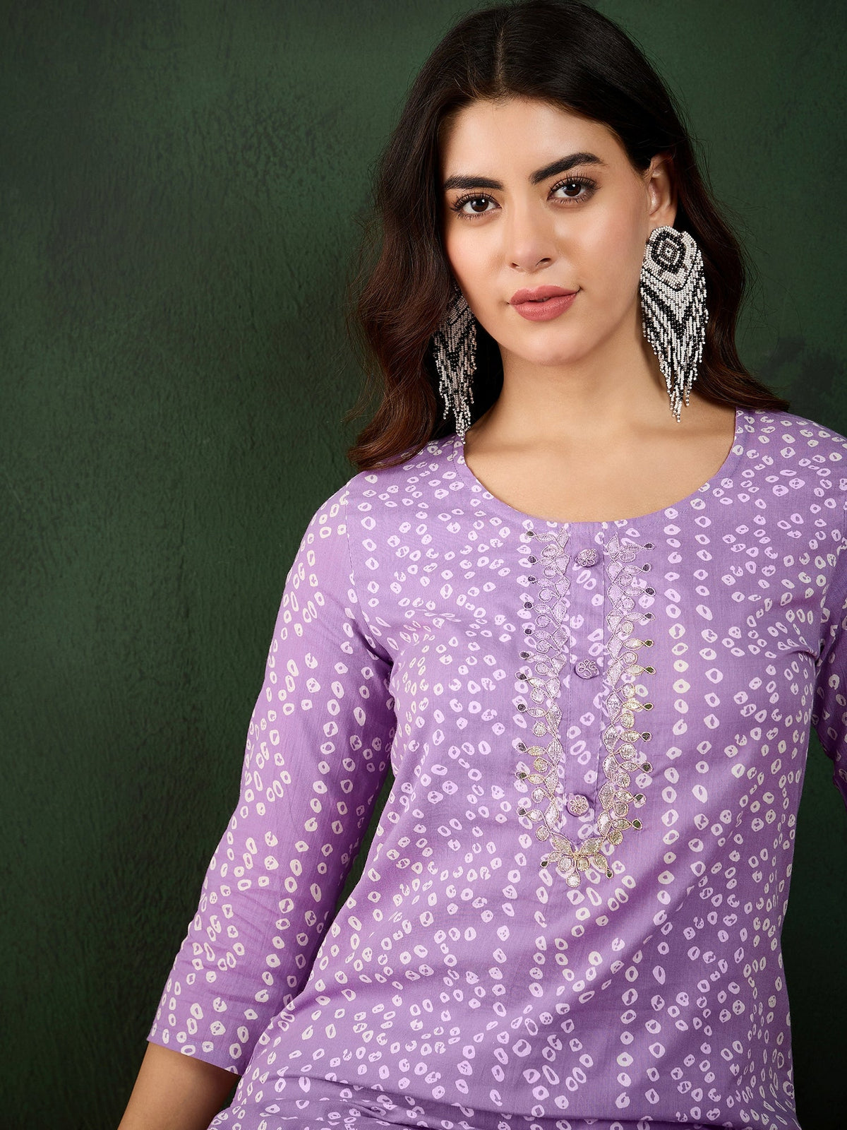 Bindra Bandhani Printed Kantha Work Kurta