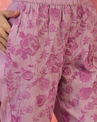 Serene Poise Floral Embroidered Overlapping Tie-Up Top & Trouser Co-Ord Set