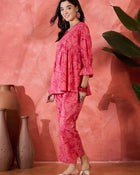 Nooraya Petal Pure Cotton Pink V-Neck Three-Quarter Sleeves Co-Ord Set