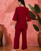 Scarlet Muse Floral Embroidered Tunic with Trousers Co-Ord Set