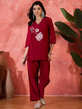 Scarlet Muse Floral Embroidered Tunic with Trousers Co-Ord Set