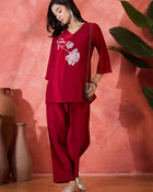 Scarlet Muse Floral Embroidered Tunic with Trousers Co-Ord Set