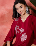 Scarlet Muse Floral Embroidered Tunic with Trousers Co-Ord Set