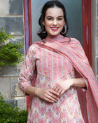 Ethnic Motifs Printed Gotta Patti Pure Cotton Kurta & Trouser With Dupatta