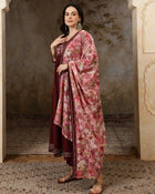 Florya Yoke Design Thread Work Pure Cotton Anarkali Kurta Set with Trousers & Dupatta