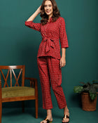 Auburn Whisper Printed Pure Cotton Tunic & Trousers Co-Ord Set