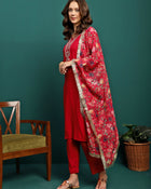 Scarlet Aura Embroidered Straight Kurta Pant with Dupatta Set