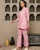Nivara Floral Printed Cotton Tunic & Trousers Co-ord Set