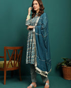 Marine Whisper Printed Cotton Kurta Set