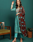 Blue Mirage Printed Cotton Kurta Set