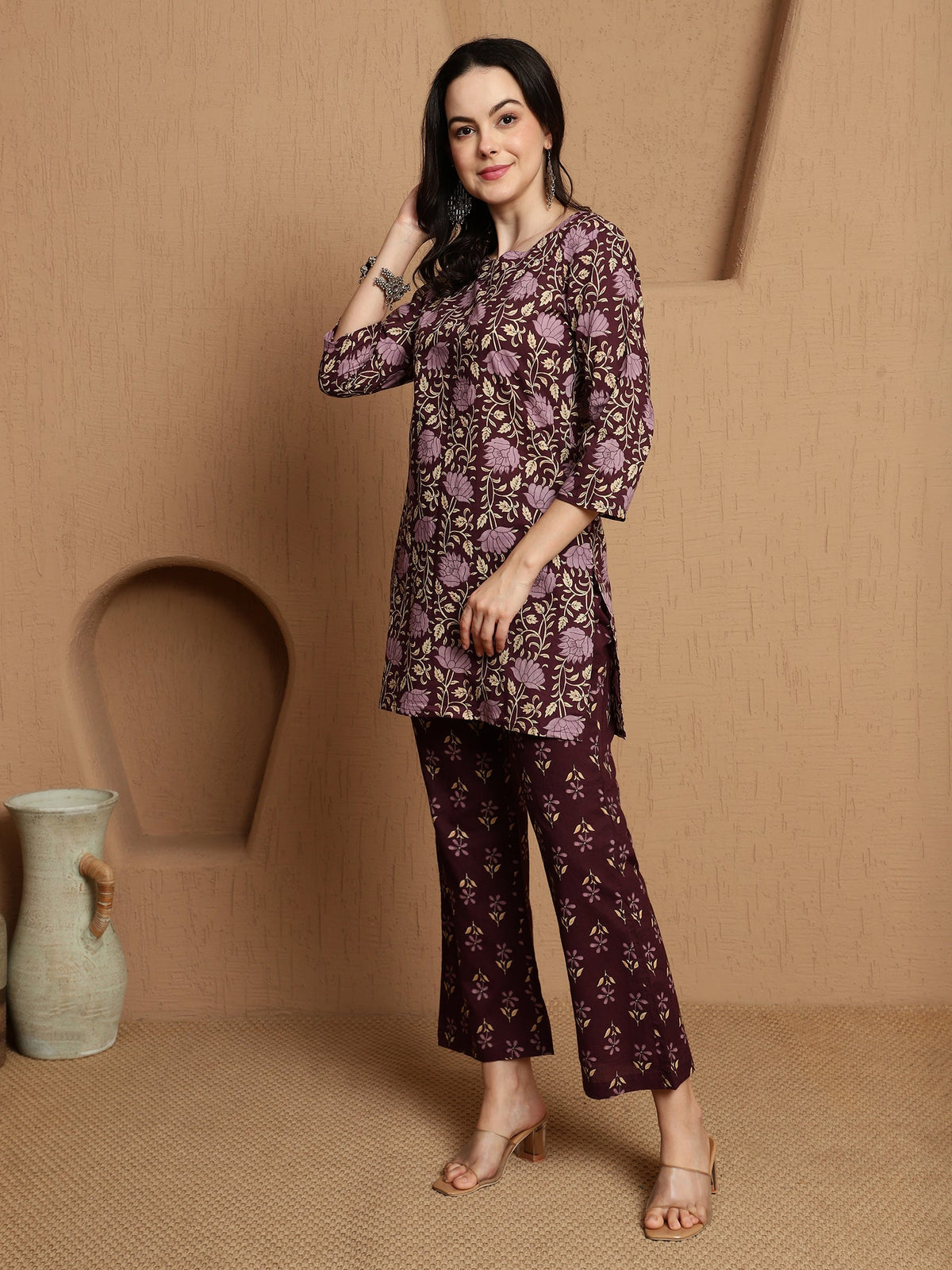 Tavisa Dark Brown Pure Cotton Co-ord Set