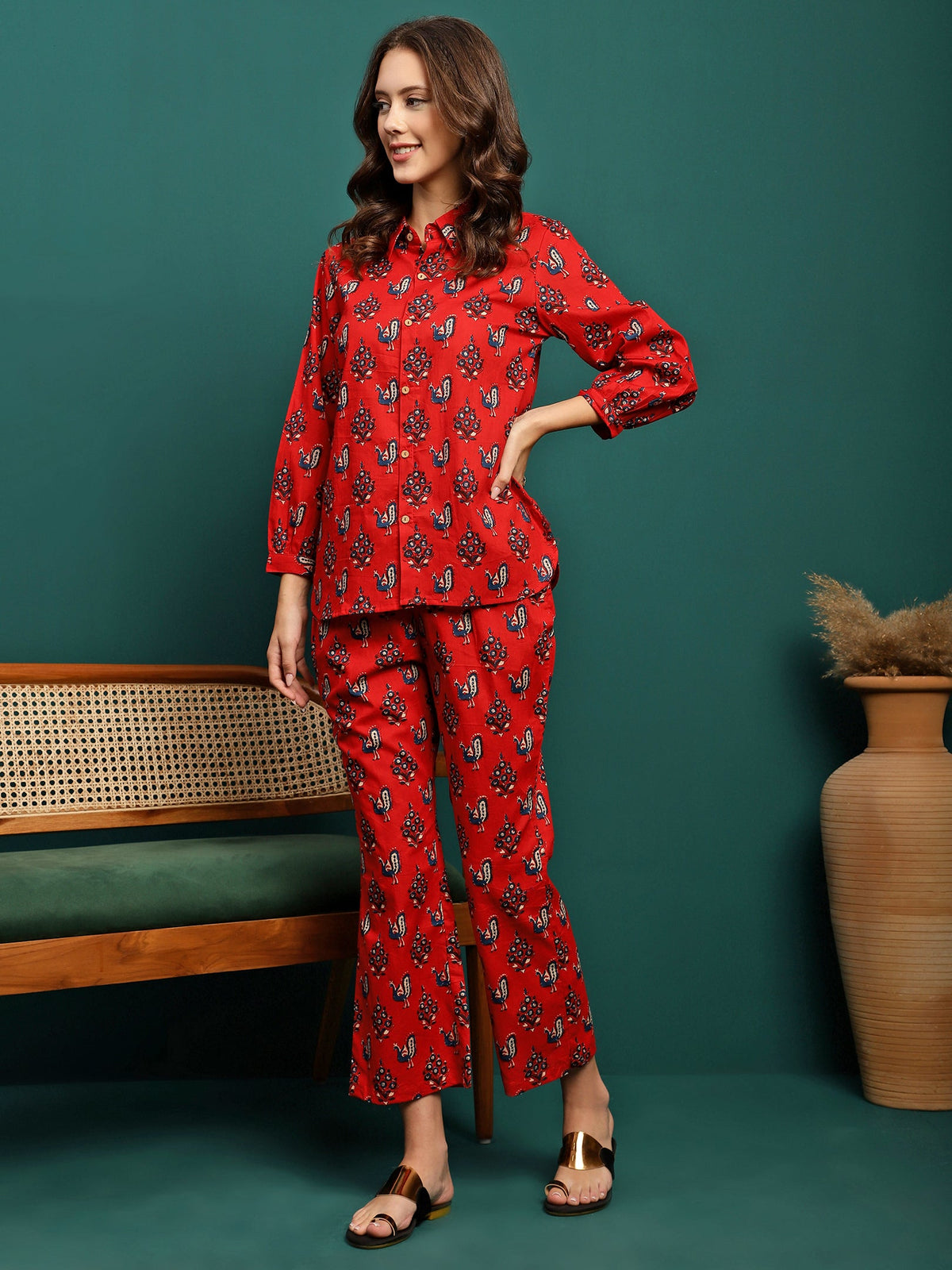 Sienna Tale Printed Pure Cotton Shirt & Trouser Co-Ord Set