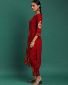 Scarlet Majesty Embroidered 3-Piece Kurta Trouser & Dupatta Set