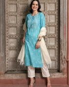 Turquoise Tranquil Cotton Printed Kurta Pant with Dupatta Set  Ethnic Wear for Women
