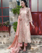 Blush Harmony Pink Anarkali Kurta Pant with Dupatta Set Ethnic Wear for Women